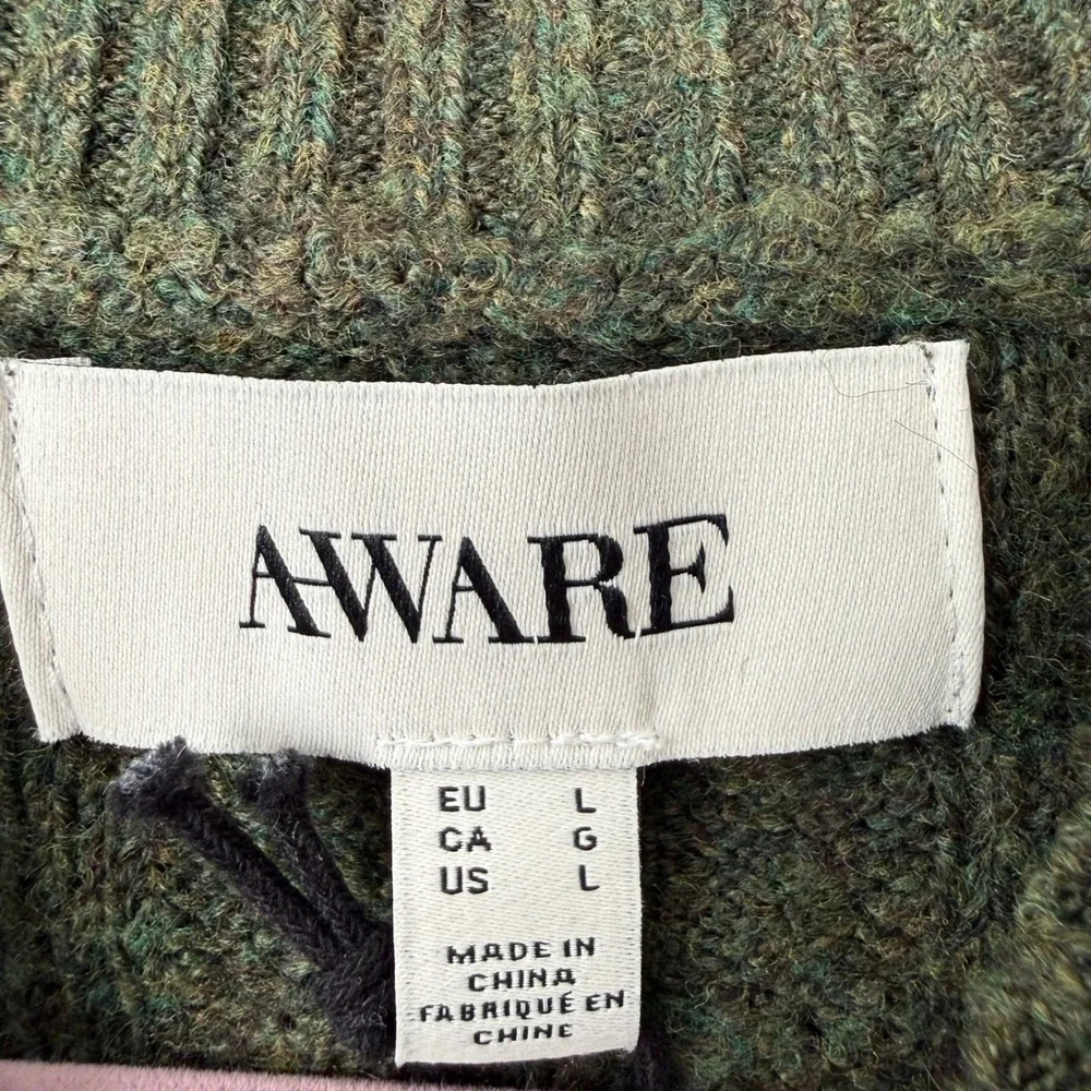 AWARE by Vero Moda Olive‎ Cable Knit Sweater Dress – Size L (NWT)